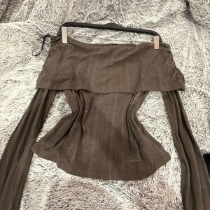 Brown Off-Shoulder Top